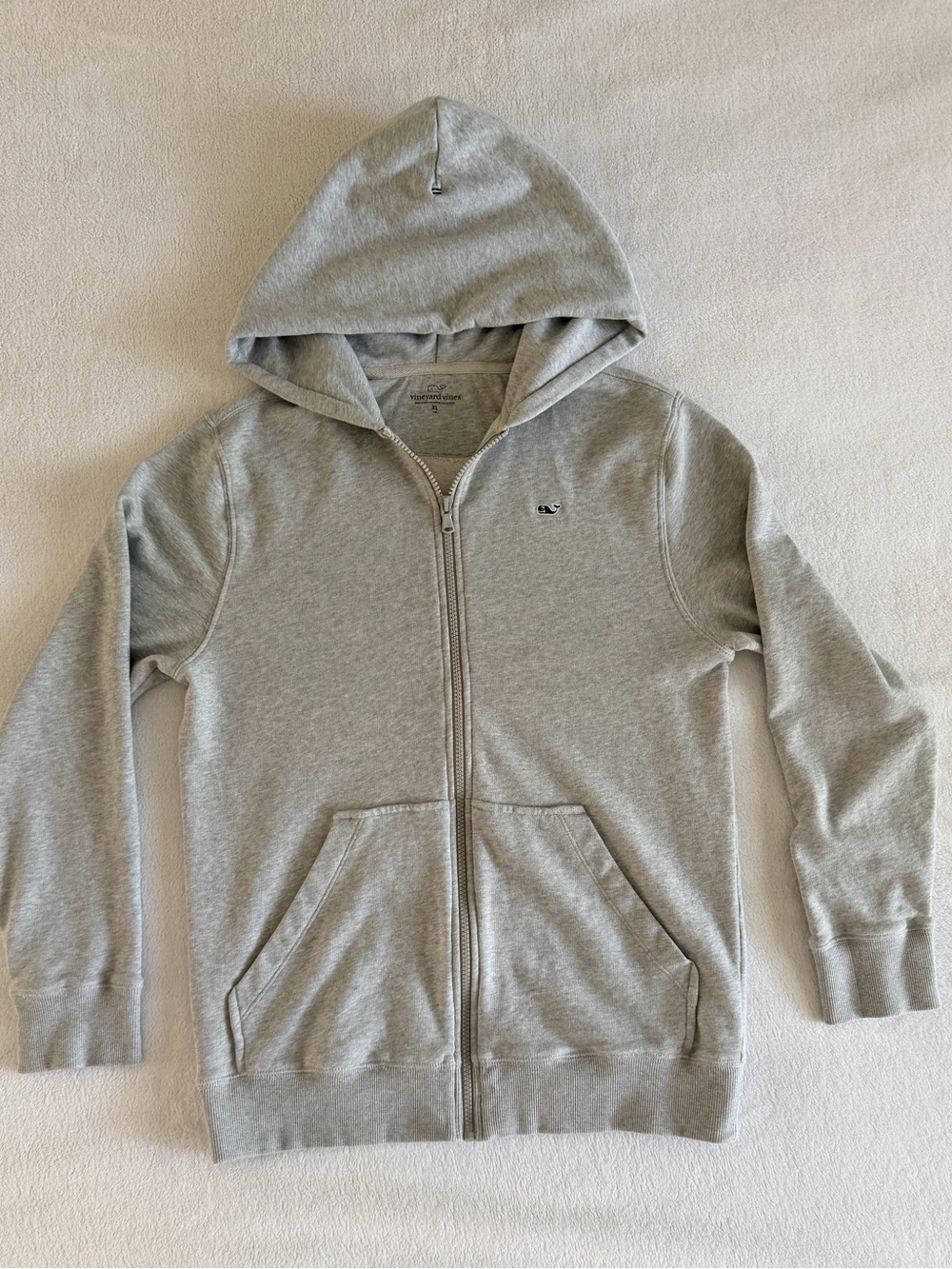 Vineyard Vines Kids Light Gray Full-Zip Hooded Sweatshirt
